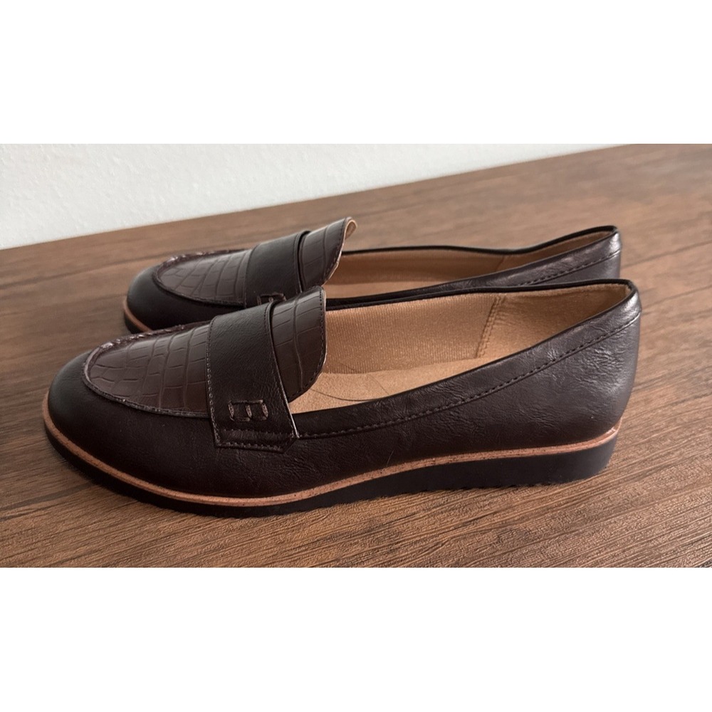 Life Stride ZEE Women's Slip On Loafers Shoes Size 7.5 W, Brown Vegan Leather